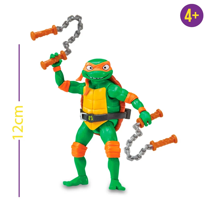 Giochi Preziosi - Michelangelo Tartarughe Ninja Caos Mutante, Michelangelo in versione Action Figure Base Articolata da 12 cm, Personaggio con Armi da Combattimento, Per Bambini dai 4 anni