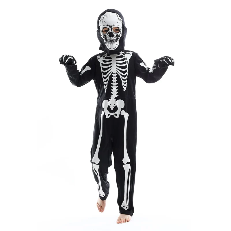 Sincere Party Costume da scheletro bagliore al buio con ossa con guanti, ottimo per bambini di 3-5 anni