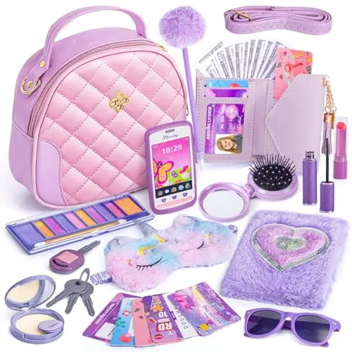 Regalo Bambina Giocattoli, Borsa per Bambina con Accessori - Trucchi Bambina Diario Maschera per Gli Occhi di Unicorno Portafoglio Telefono, Natale Compleanno Giochi Regalo Bambina 3 4 5 6 7 8 Anni