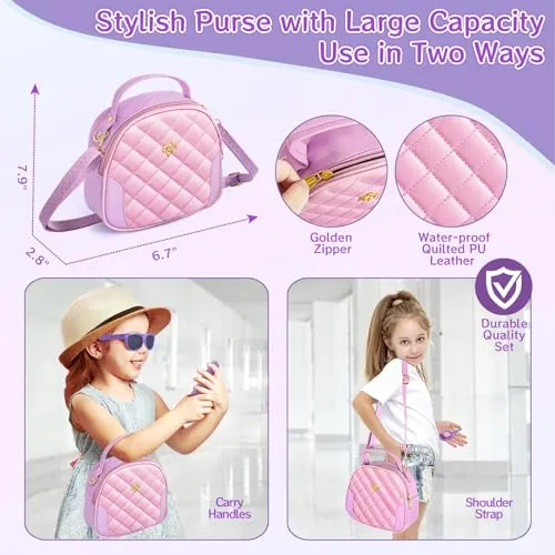 Regalo Bambina Giocattoli, Borsa per Bambina con Accessori - Trucchi Bambina Diario Maschera per Gli Occhi di Unicorno Portafoglio Telefono, Natale Compleanno Giochi Regalo Bambina 3 4 5 6 7 8 Anni