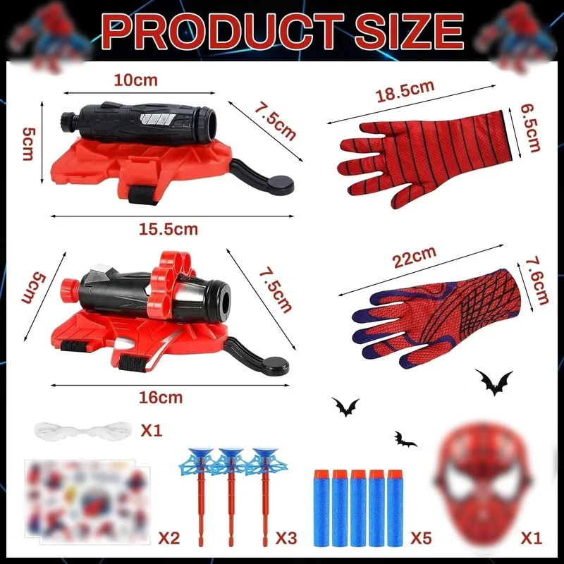 LIVESTN Set di 2 Spiderm Guanti per Bambino, Launcher Glove Guanti Launcher per Giochi con Spiderm Maschera e Spiderm Tatuaggi Spiderm Web Launcher Toy, Giocattolo Educativo per Bambini (D)