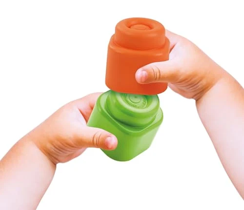 Clementoni - Mattoncini Costruzioni Morbide Soft Clemmy, Set 10 Mattoncini di Gomma Prima Infanzia per Bambini 6 Mesi, Gioco Sensoriale Impilabile e Lavabili, Made In Italy, 17988