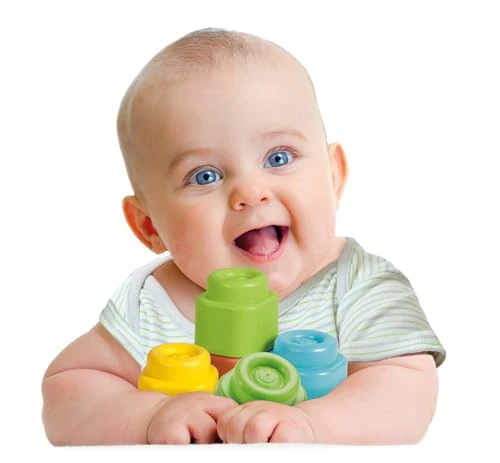 Clementoni - Mattoncini Costruzioni Morbide Soft Clemmy, Set 10 Mattoncini di Gomma Prima Infanzia per Bambini 6 Mesi, Gioco Sensoriale Impilabile e Lavabili, Made In Italy, 17988