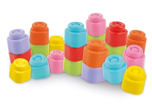 Clementoni - Mattoncini Costruzioni Morbide Soft Clemmy, Set 10 Mattoncini di Gomma Prima Infanzia per Bambini 6 Mesi, Gioco Sensoriale Impilabile e Lavabili, Made In Italy, 17988