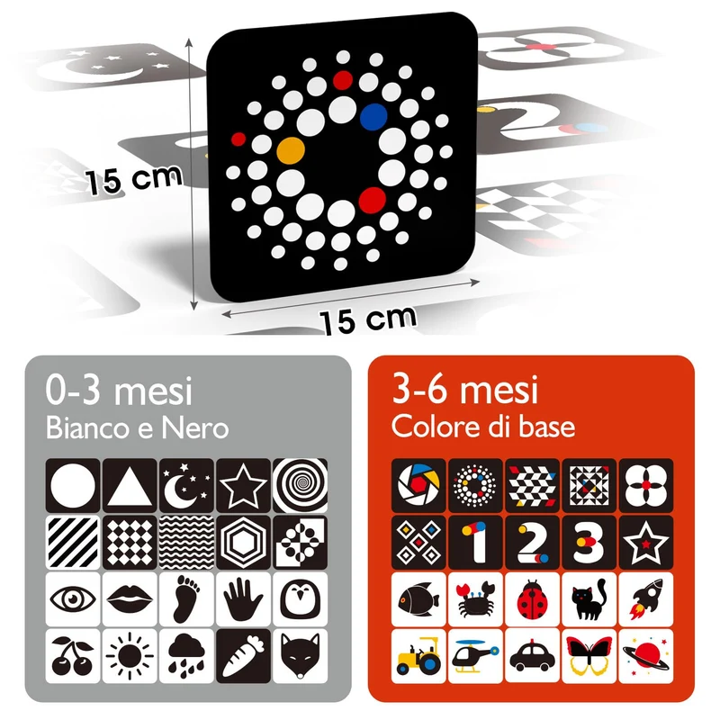 hahaland Carta Stimolazione Sensoriale Visiva, Flash Cards Neonati, Giochi Neonato 0-3-6 Mesi Carta Nero Bianco Alto Contrasto, 20 Pezzi 40 Immagini