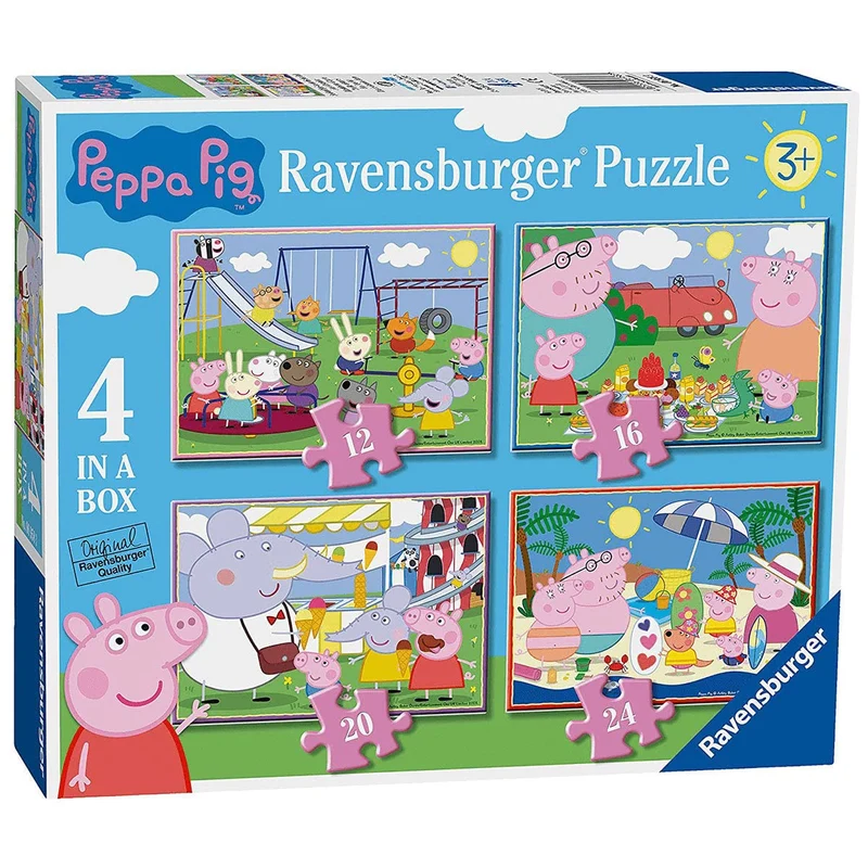 Ravensburger - Puzzle Peppa Pig, Collezione 4 in a Box, 4 puzzle da 12-16-20-24 Pezzi, Età Raccomandata 3+ Anni