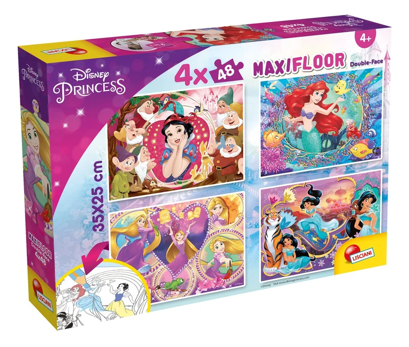 Lisciani Giochi- Disney Puzzle Maxifloor 4 X 48 Princess, 91744
