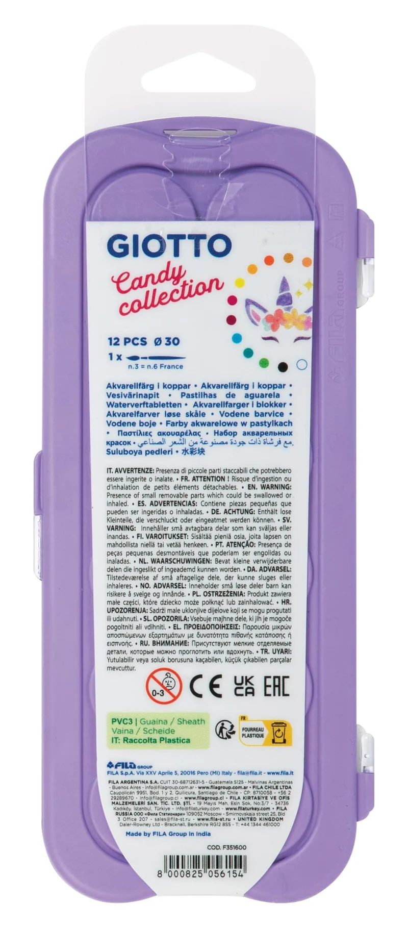 GIOTTO GIOTTO-F351600 Acquerelli Candy Collection, Colori Pastello, F351600