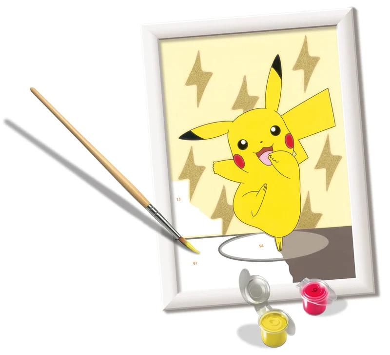 Ravensburger - CreArt Serie E, Pokémon, Pikachu, Dipingere con i Numeri, Kit Pittura Bambini, Cornice Inclusa, Gioco Educativo, Idea Regalo Bambino e Bambina 7+ Anni, 18x13 cm