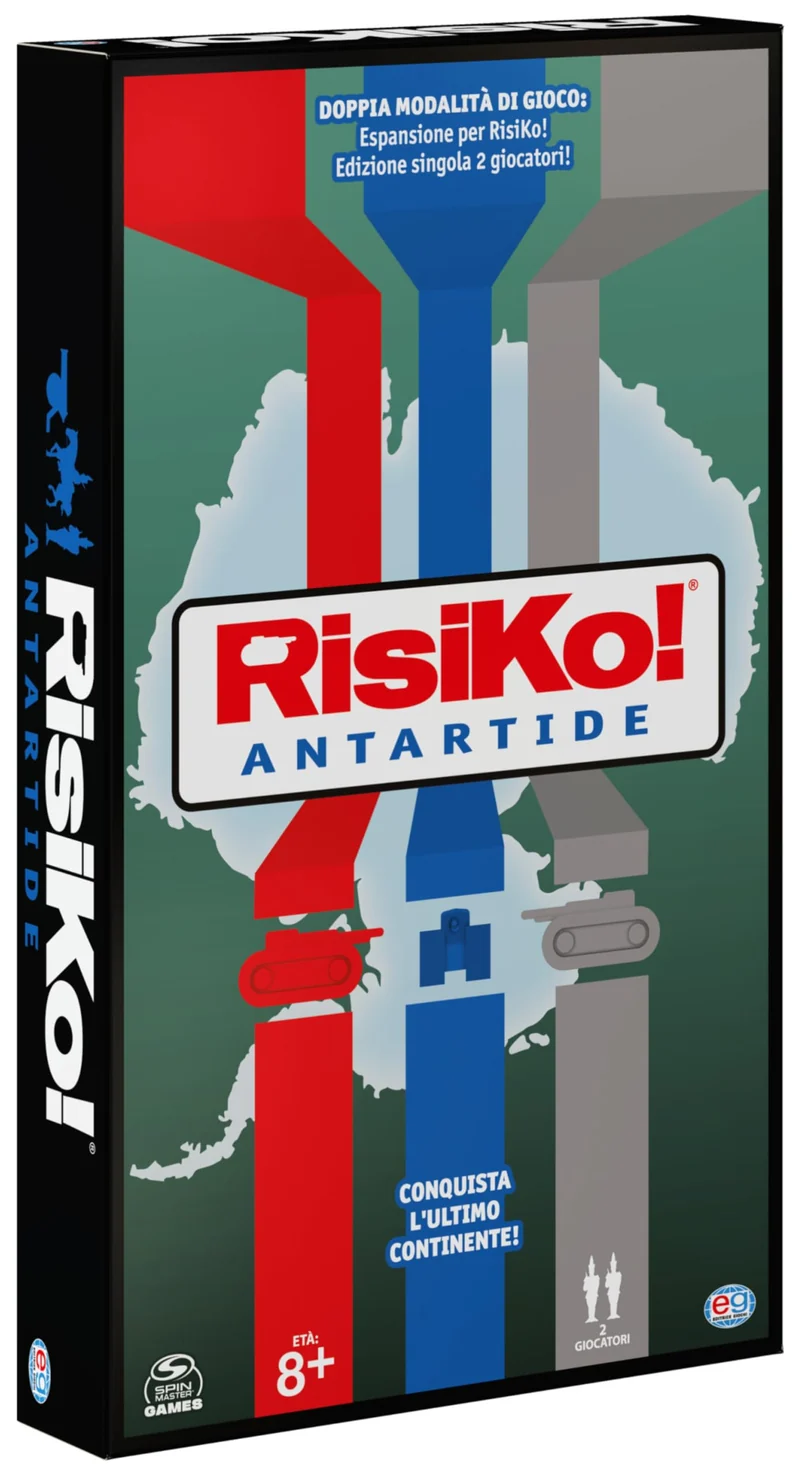 EDITRICE GIOCHI, Risiko! Antartide, Gioco di Strategia, 2 Giochi in Scatola in 1 per Sfide tra Amici e in Famiglia, Giochi da Tavolo per Adulti e Bambini, Espansione di Risiko e Gioco Singolo, 8+ Anni