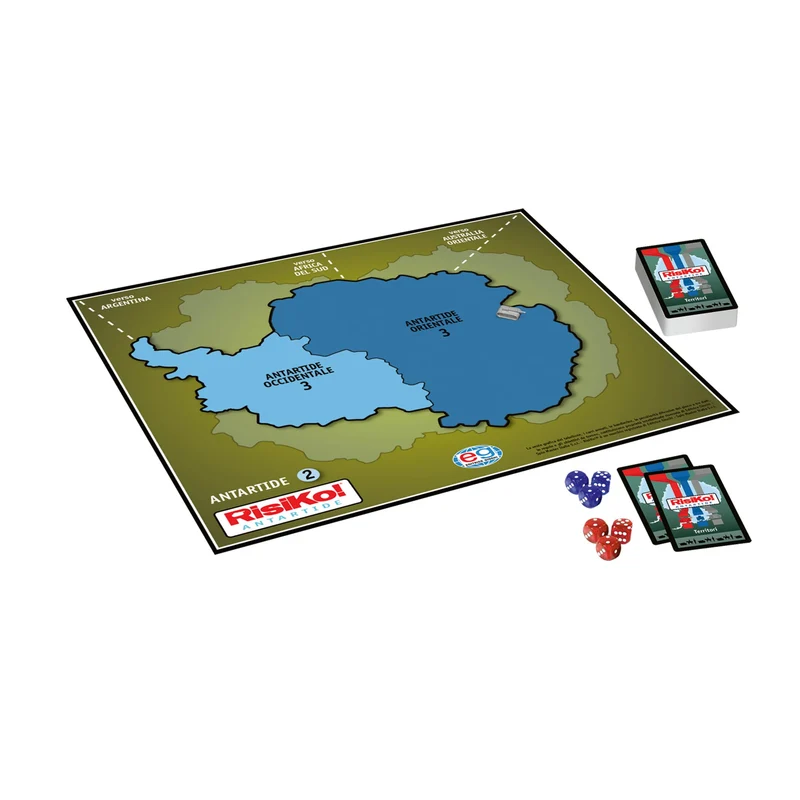 EDITRICE GIOCHI, Risiko! Antartide, Gioco di Strategia, 2 Giochi in Scatola in 1 per Sfide tra Amici e in Famiglia, Giochi da Tavolo per Adulti e Bambini, Espansione di Risiko e Gioco Singolo, 8+ Anni