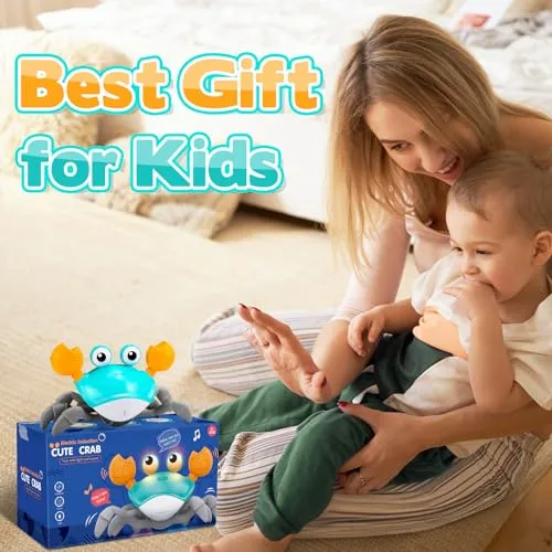iKidiki Granchio Che Cammina Neonato, Giochi Bambini 1 2 3 4 Anni Granchio Tummy Time Giocattoli Bambino 1 2 3 4 Anni Giochi Neonato 3-6-9 Mesi Regalo Bambino 1 2 3 4 Anni Giochi Educativi 1-4 Anni