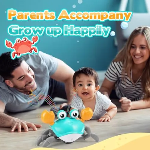 iKidiki Granchio Che Cammina Neonato, Giochi Bambini 1 2 3 4 Anni Granchio Tummy Time Giocattoli Bambino 1 2 3 4 Anni Giochi Neonato 3-6-9 Mesi Regalo Bambino 1 2 3 4 Anni Giochi Educativi 1-4 Anni