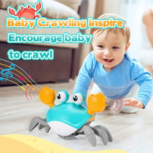 iKidiki Granchio Che Cammina Neonato, Giochi Bambini 1 2 3 4 Anni Granchio Tummy Time Giocattoli Bambino 1 2 3 4 Anni Giochi Neonato 3-6-9 Mesi Regalo Bambino 1 2 3 4 Anni Giochi Educativi 1-4 Anni