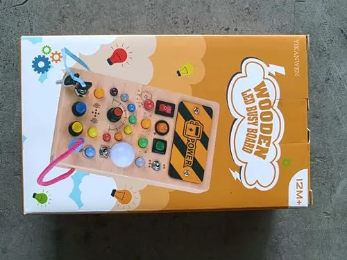 YIKANWEN Montessori Busy Board giocattolo da 1 2 3 anni, giocattolo in legno con musica e 10 LED interruttore della luce, giocattolo educativo sensoriale per neonati e ragazzi a partire da 1 2 3 4