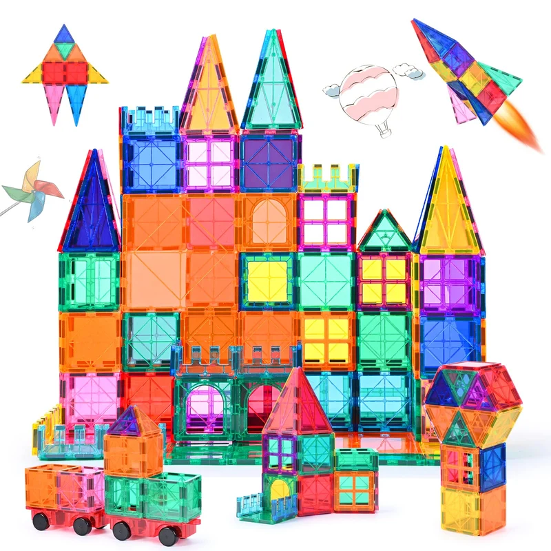 Katiago Costruzioni Magnetici per Bambini 100 pezzi 3D Costruzioni Magnetiche Blocchi Magneti Bambini Stem Creatività Giocattoli Educativi Regali per Oltre 3 anni (100 psc)