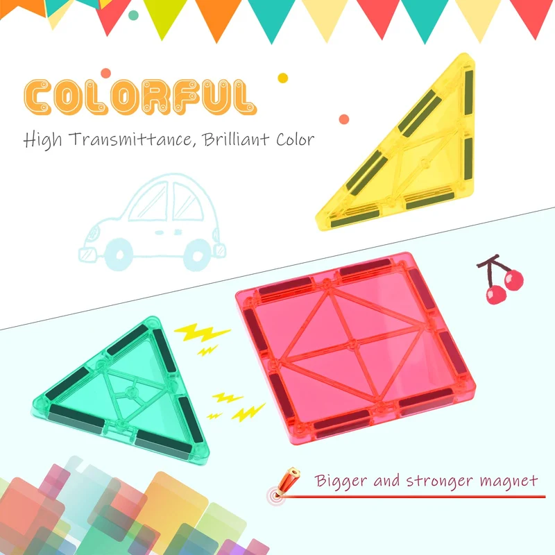 Katiago Costruzioni Magnetici per Bambini 100 pezzi 3D Costruzioni Magnetiche Blocchi Magneti Bambini Stem Creatività Giocattoli Educativi Regali per Oltre 3 anni (100 psc)