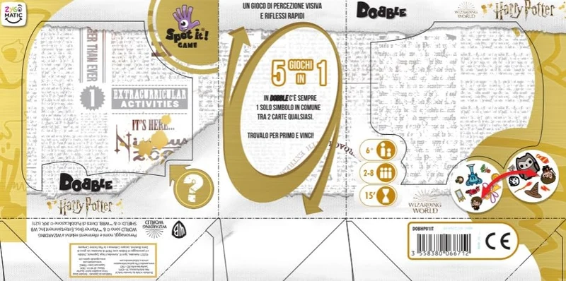 Asmodee - Dobble: Harry Potter - Gioco da Tavolo per Tutta la Famiglia, 5 Party Game per 2-8 Giocatori, 6+ Anni, Edizione in Italiano