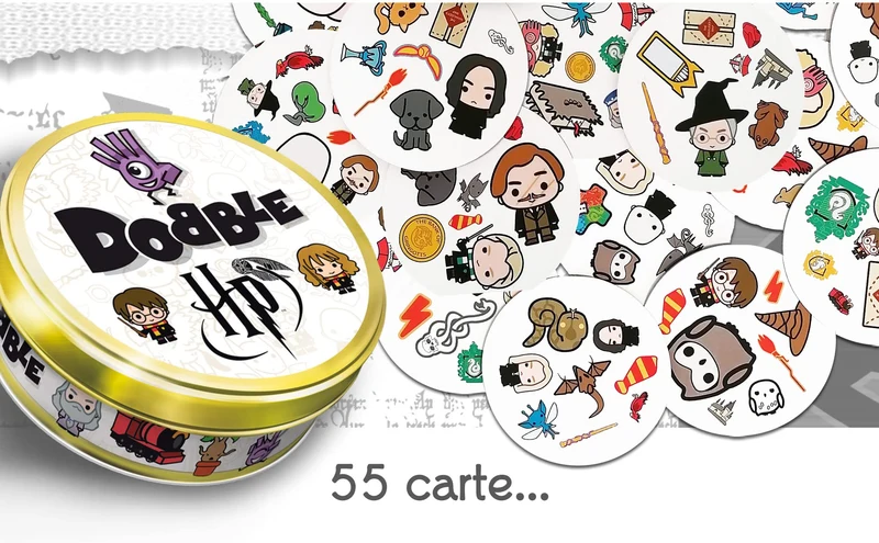 Asmodee - Dobble: Harry Potter - Gioco da Tavolo per Tutta la Famiglia, 5 Party Game per 2-8 Giocatori, 6+ Anni, Edizione in Italiano