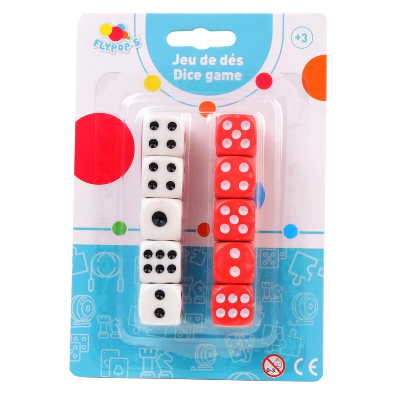 FLYPOP'S - Dadi - Gioco di Dadi - 140468LIN - Rosso e Bianco - Plastica - Da 2 a 6 Giocatori - Giochi da Tavolo - Yam's - Chance - 1,4 cm x 1,4 cm - A partire dai 5 anni