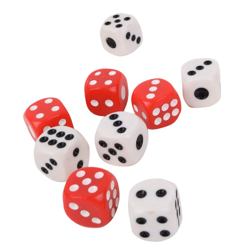 FLYPOP'S - Dadi - Gioco di Dadi - 140468LIN - Rosso e Bianco - Plastica - Da 2 a 6 Giocatori - Giochi da Tavolo - Yam's - Chance - 1,4 cm x 1,4 cm - A partire dai 5 anni