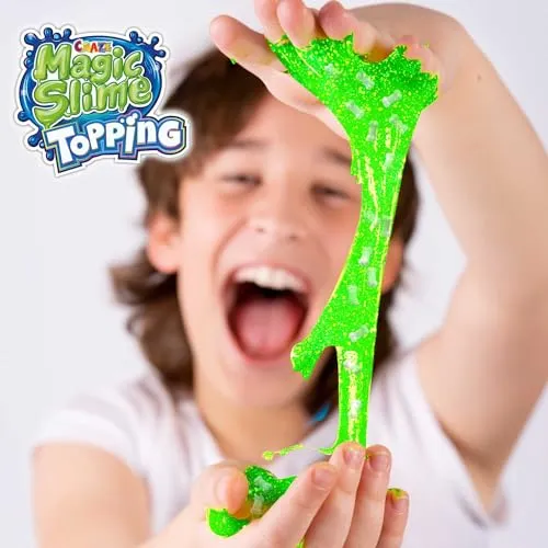 CRAZE Magic Slime Topping, Slime per bambini, contiene 70 ml di Slime e due toppings, 6 colori di Slime e topping casuali