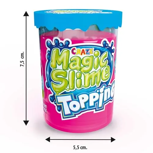 CRAZE Magic Slime Topping, Slime per bambini, contiene 70 ml di Slime e due toppings, 6 colori di Slime e topping casuali