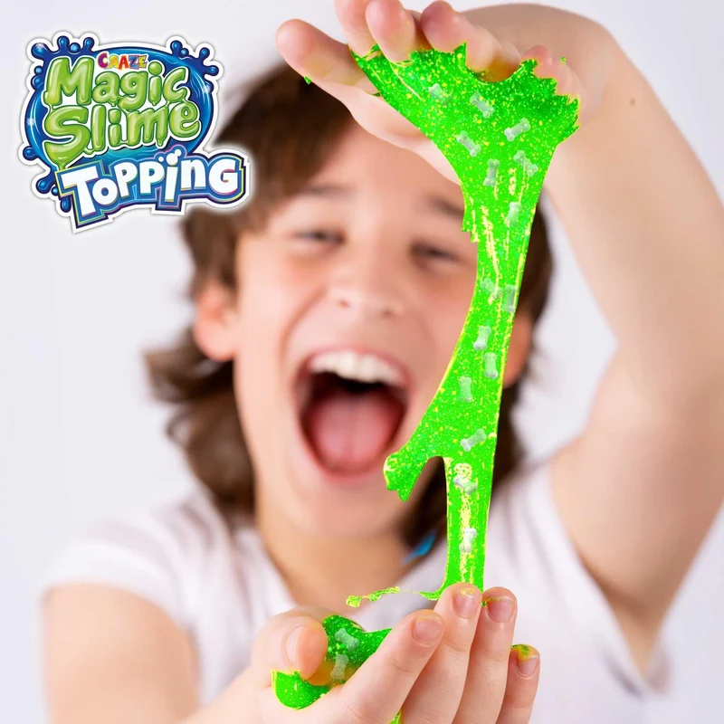 CRAZE Magic Slime Topping, Slime per bambini, contiene 70 ml di Slime e due toppings, 6 colori di Slime e topping casuali