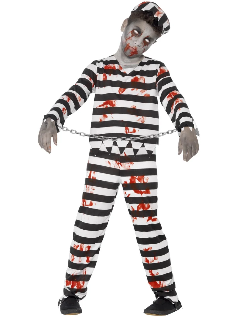 SMIFFYS Costume Zombie Detenuto, comprende Pantaloni, Top, Cappello e Manette