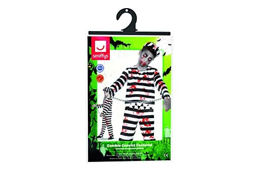 SMIFFYS Costume Zombie Detenuto, comprende Pantaloni, Top, Cappello e Manette