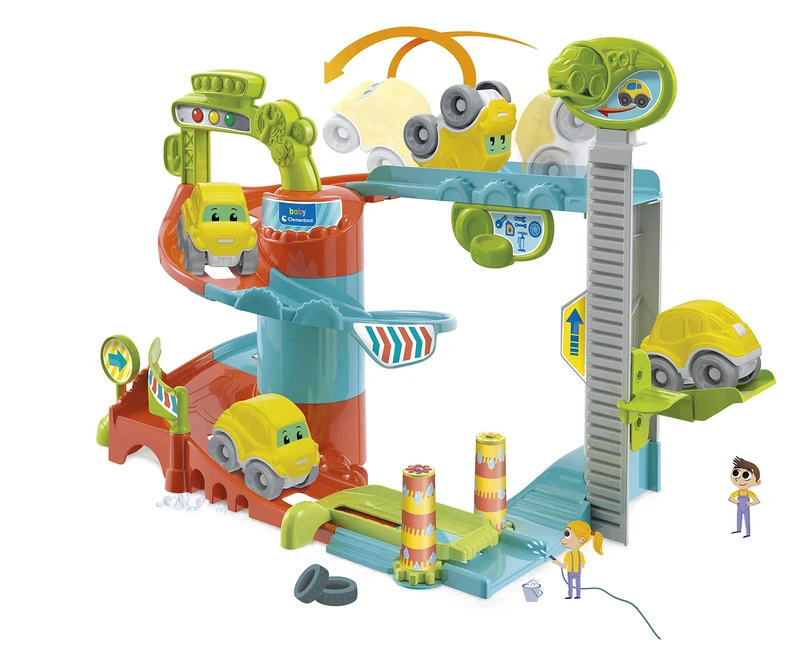 Baby Clementoni - Fun Garage Baby Track, Box e Pista Macchinine per Bambini 18+ Mesi, con 1 Macchinina, Gioco Prima Infanzia Made in Italy, Linea Play For Future, Stimola Manualità e Curiosità, 17404