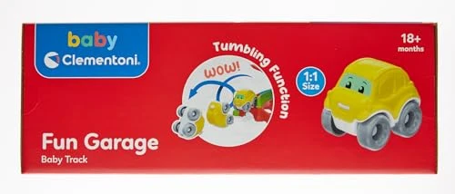 Baby Clementoni - Fun Garage Baby Track, Box e Pista Macchinine per Bambini 18+ Mesi, con 1 Macchinina, Gioco Prima Infanzia Made in Italy, Linea Play For Future, Stimola Manualità e Curiosità, 17404