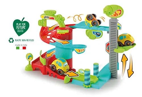 Baby Clementoni - Fun Garage Baby Track, Box e Pista Macchinine per Bambini 18+ Mesi, con 1 Macchinina, Gioco Prima Infanzia Made in Italy, Linea Play For Future, Stimola Manualità e Curiosità, 17404