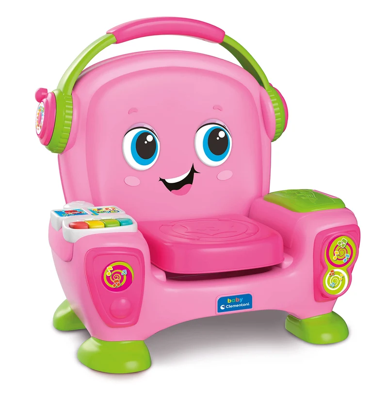 Clementoni Baby - Poltroncina Interattiva Canta Suona e Balla Pink, Bambini 12-36 Mesi, Gioco Educativo con Luci e Filastrocche per Imparare Cantando e Ballando, Made in Italy, Lingua Italiana, 17755
