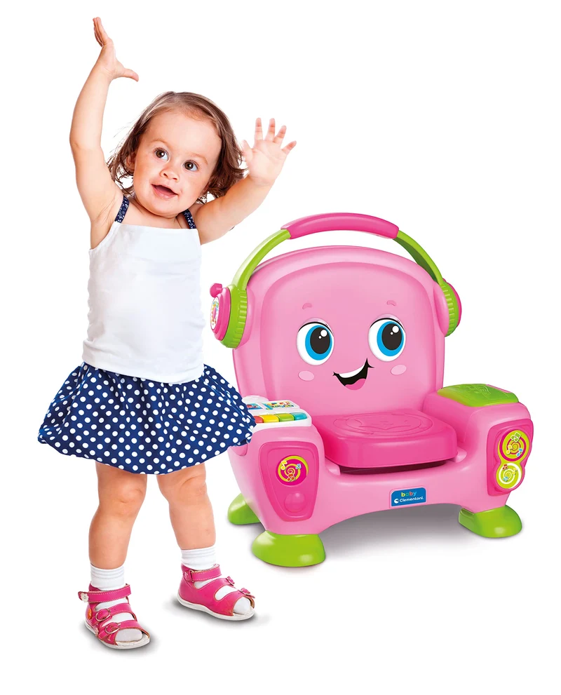 Clementoni Baby - Poltroncina Interattiva Canta Suona e Balla Pink, Bambini 12-36 Mesi, Gioco Educativo con Luci e Filastrocche per Imparare Cantando e Ballando, Made in Italy, Lingua Italiana, 17755