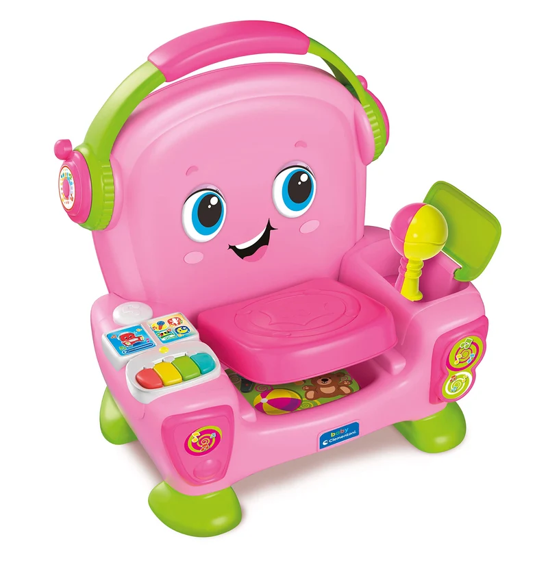Clementoni Baby - Poltroncina Interattiva Canta Suona e Balla Pink, Bambini 12-36 Mesi, Gioco Educativo con Luci e Filastrocche per Imparare Cantando e Ballando, Made in Italy, Lingua Italiana, 17755