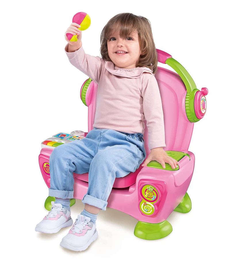 Clementoni Baby - Poltroncina Interattiva Canta Suona e Balla Pink, Bambini 12-36 Mesi, Gioco Educativo con Luci e Filastrocche per Imparare Cantando e Ballando, Made in Italy, Lingua Italiana, 17755