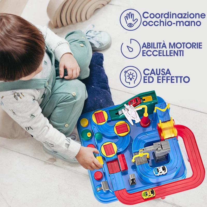 hahaland Giochi Bambini 3 anni Pista Macchinine - Set di Piste da Corsa Gioco di Avventura in Auto Macchinine per Bambini Regalo Bambino 2 3 4 5 Anni Compleanno Natale