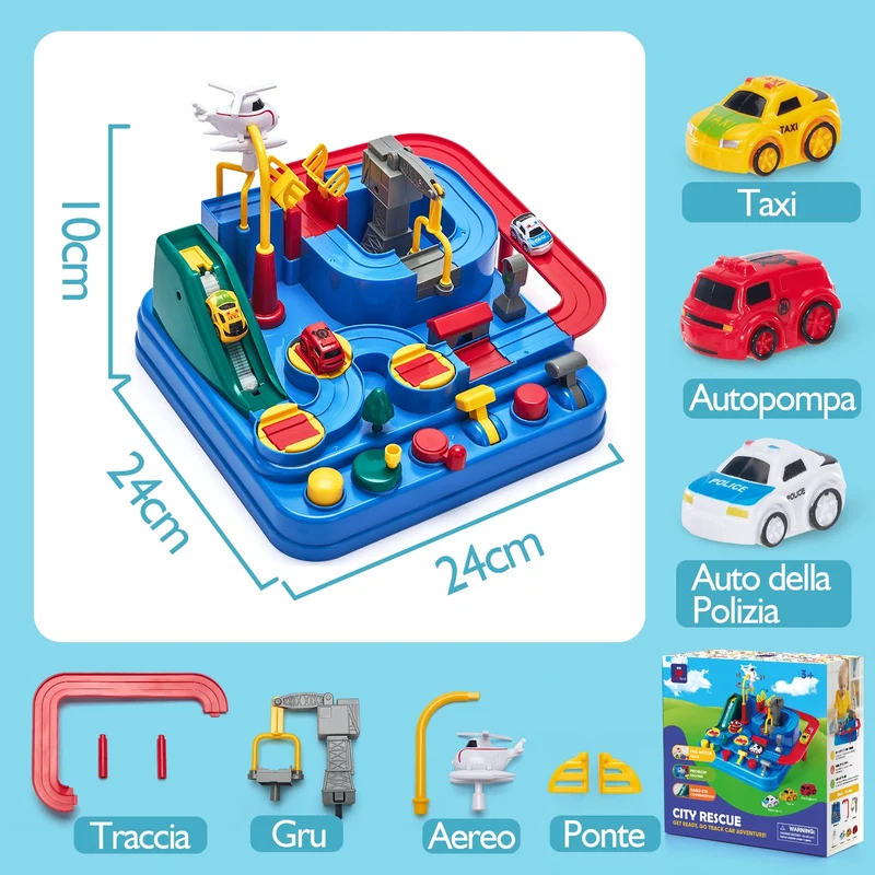 hahaland Giochi Bambini 3 anni Pista Macchinine - Set di Piste da Corsa Gioco di Avventura in Auto Macchinine per Bambini Regalo Bambino 2 3 4 5 Anni Compleanno Natale
