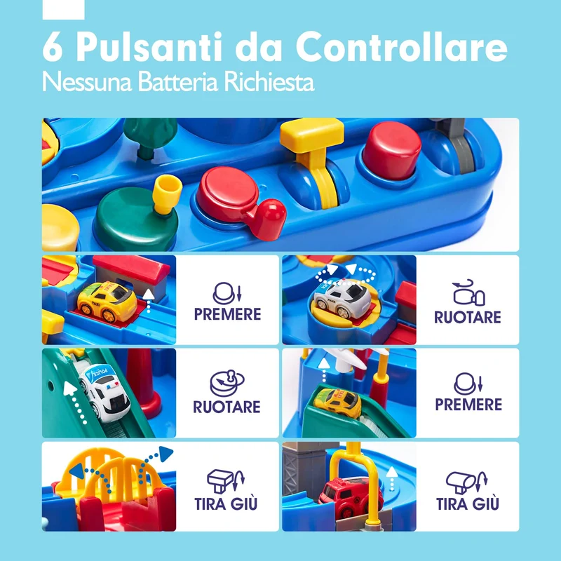 hahaland Giochi Bambini 3 anni Pista Macchinine - Set di Piste da Corsa Gioco di Avventura in Auto Macchinine per Bambini Regalo Bambino 2 3 4 5 Anni Compleanno Natale