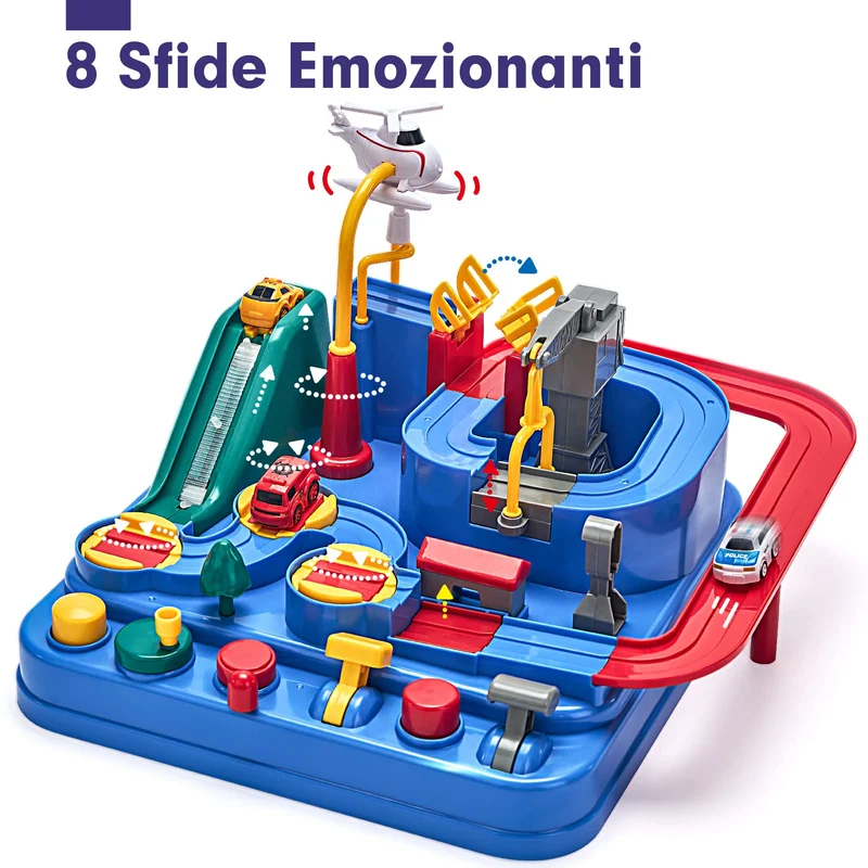 hahaland Giochi Bambini 3 anni Pista Macchinine - Set di Piste da Corsa Gioco di Avventura in Auto Macchinine per Bambini Regalo Bambino 2 3 4 5 Anni Compleanno Natale