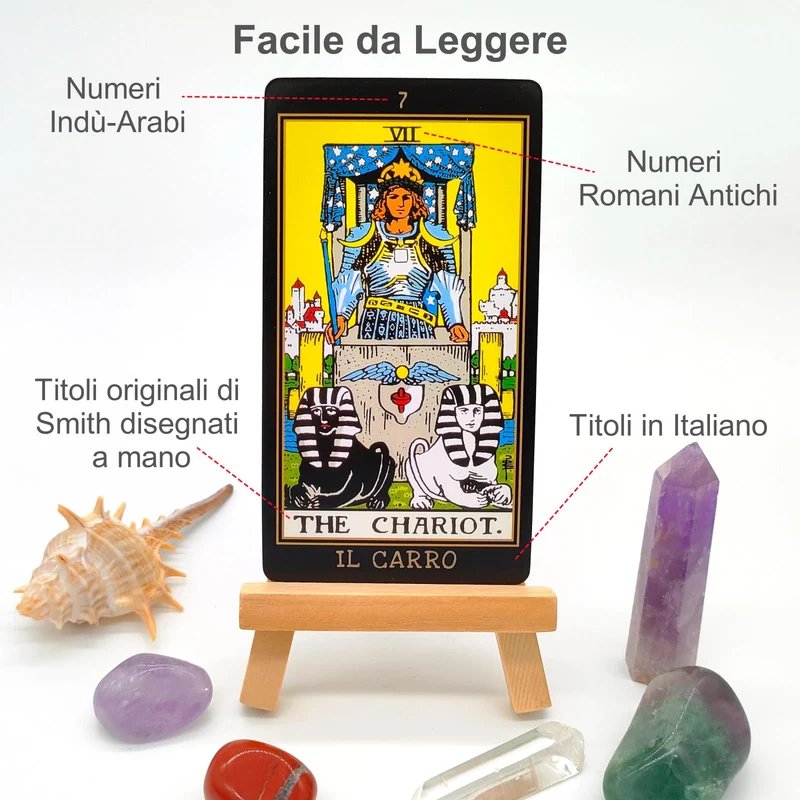 Pelucton Tarocchi Carte Italiano con Manuale per Principianti, Tarocchi Classici con Numeri Moderni e Nomi delle Carte in Italiano e in Inglese.