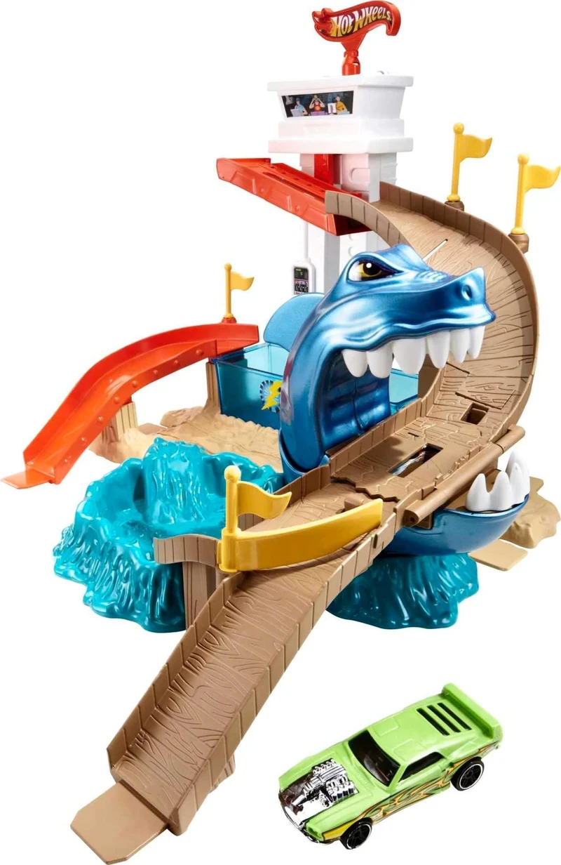 Hot Wheels- Playset Lo Squalo Sta Attaccando, Pista con Macchinina Cambia Colore, Giocattolo per Bambini 4+Anni, BGK04