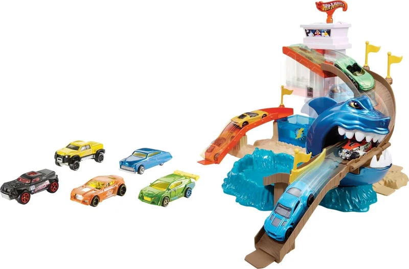 Hot Wheels- Playset Lo Squalo Sta Attaccando, Pista con Macchinina Cambia Colore, Giocattolo per Bambini 4+Anni, BGK04