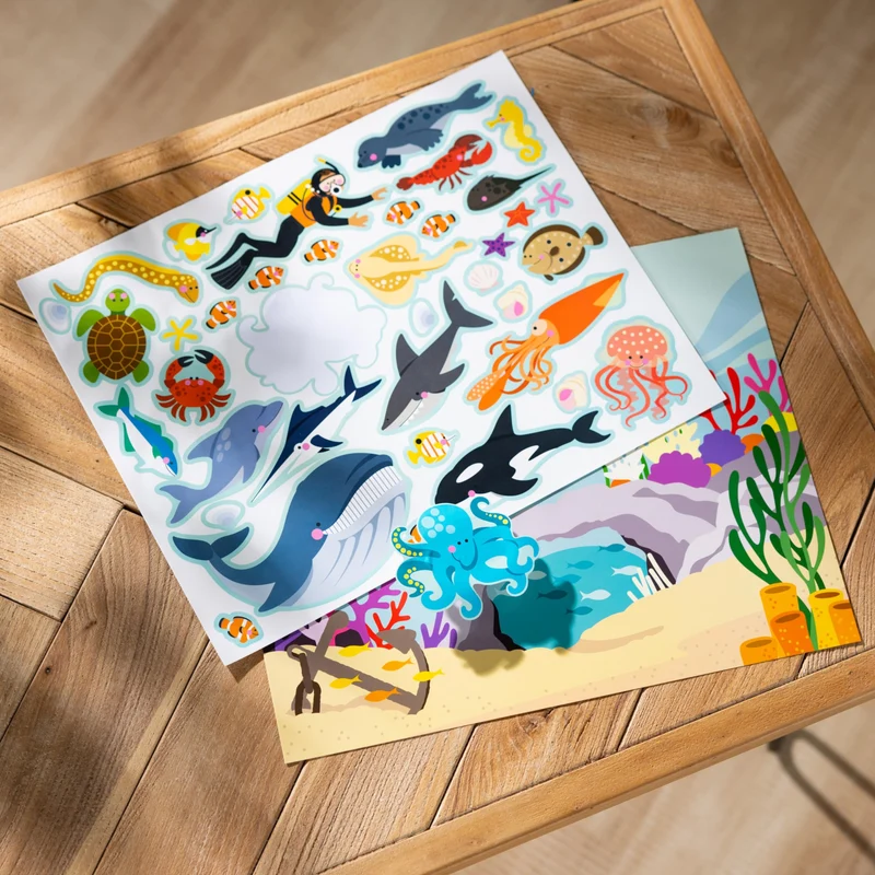Melissa & Doug | Libro adesivi attacca e stacca bambini | Album stickers animali fattoria, dinosauri, animali marini, savana | Giochi da viaggio creativi per bambini e bambine dai 3 anni in sù