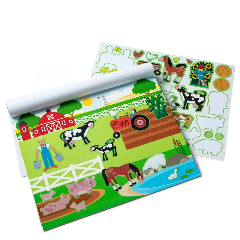 Melissa & Doug | Libro adesivi attacca e stacca bambini | Album stickers animali fattoria, dinosauri, animali marini, savana | Giochi da viaggio creativi per bambini e bambine dai 3 anni in sù