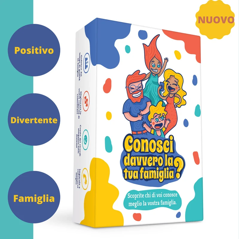 Conosci davvero la tua famiglia? Un gioco divertente Pieno di indovinelli, quiz e sfide per scoprire chi conosce meglio la propria famiglia! Gioco di società da Tavolo