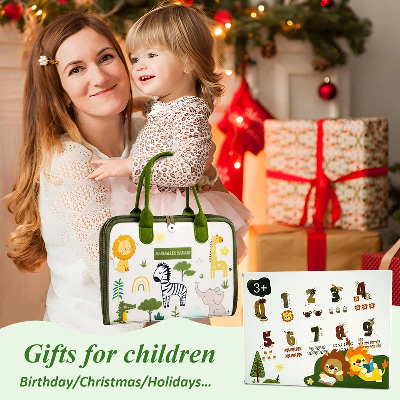 Almaxi Giochi Montessori Busy Board per Bambini 2 Anni, Giocattoli Sensoriali Educativo Giochi da Viaggio Libri Montessori, Regalo di Natale Compleanno per Bambini Bimba Bimbo1 2 3 4 5 Anni