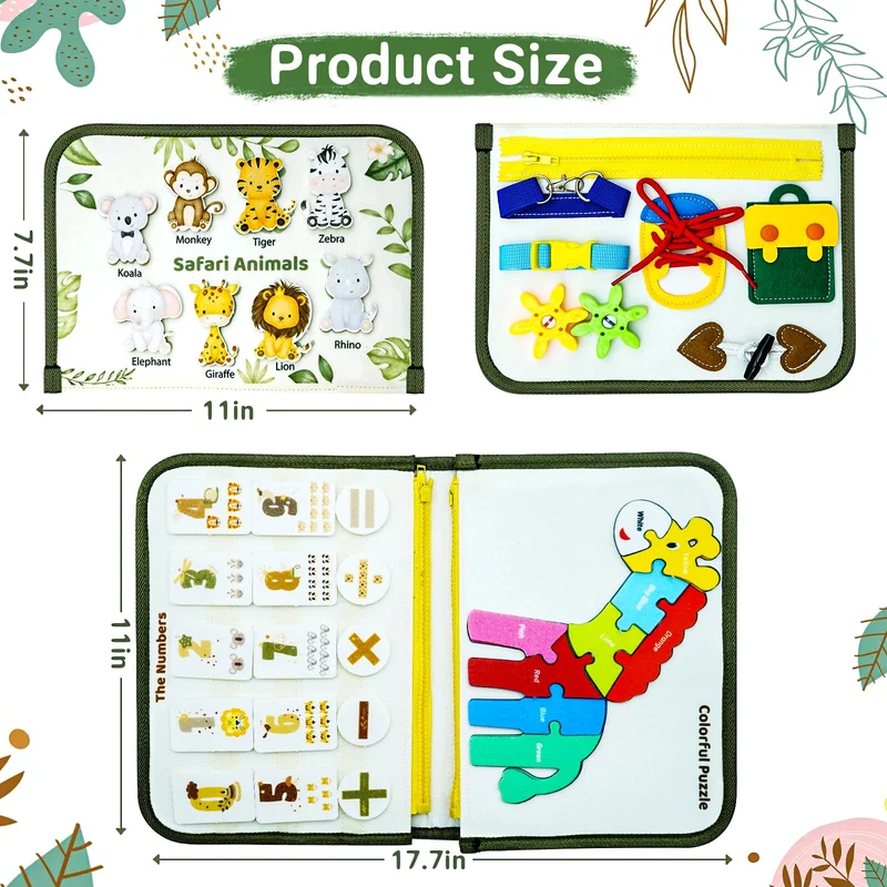 Almaxi Giochi Montessori Busy Board per Bambini 2 Anni, Giocattoli Sensoriali Educativo Giochi da Viaggio Libri Montessori, Regalo di Natale Compleanno per Bambini Bimba Bimbo1 2 3 4 5 Anni
