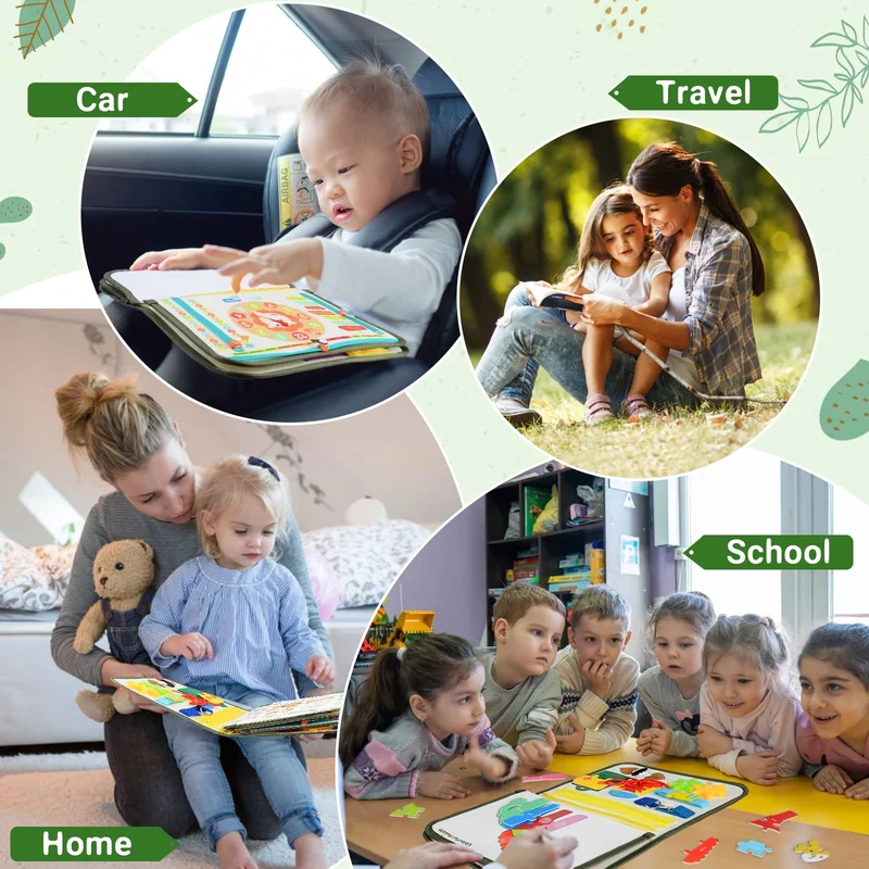 Almaxi Giochi Montessori Busy Board per Bambini 2 Anni, Giocattoli Sensoriali Educativo Giochi da Viaggio Libri Montessori, Regalo di Natale Compleanno per Bambini Bimba Bimbo1 2 3 4 5 Anni